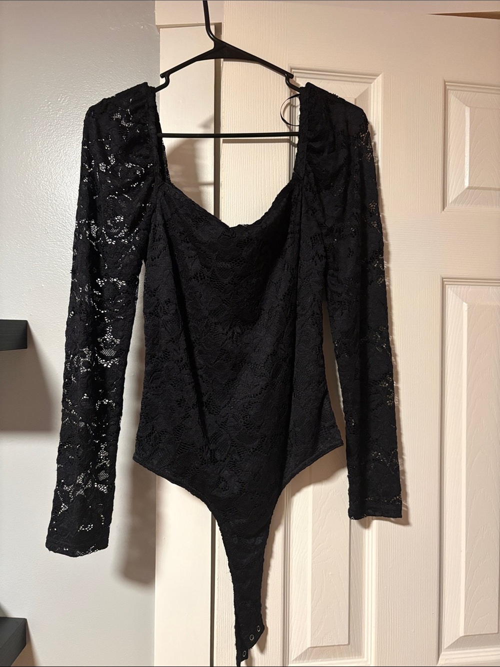 Streetwear Society Black Lace Long-Sleeve Bodysuit